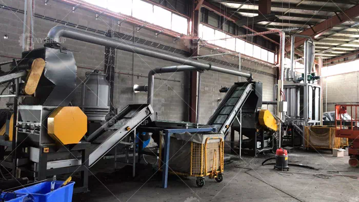 Tire recycling equipment customer site