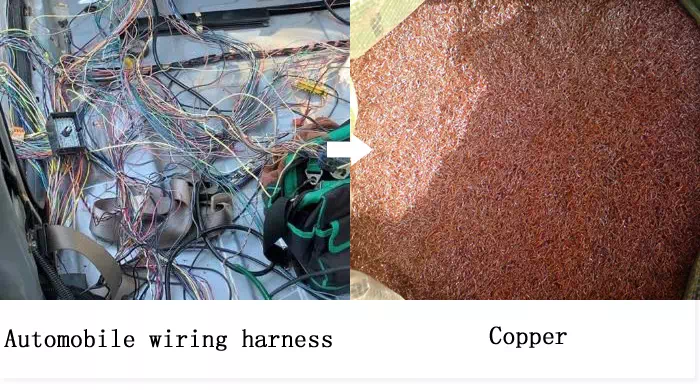 Automobile wiring harness copper recycling