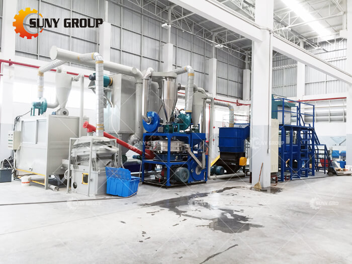 Thai customer waste circuit board crushing sorting and recycling equipment work site
